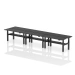 Air Back-to-Back 1600 x 600mm Height Adjustable 6 Person Bench Desk Black Top with Cable Ports Black Frame HA02946