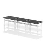 Air Back-to-Back 1600 x 600mm Height Adjustable 6 Person Bench Desk Black Top with Cable Ports White Frame HA02950