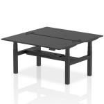 Air Back-to-Back 1600 x 800mm Height Adjustable 2 Person Bench Desk Black Top with Cable Ports Black Frame HA02952