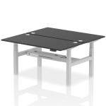 Air Back-to-Back 1600 x 800mm Height Adjustable 2 Person Bench Desk Black Top with Cable Ports Silver Frame HA02954