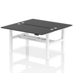 Air Back-to-Back 1600 x 800mm Height Adjustable 2 Person Bench Desk Black Top with Cable Ports White Frame HA02956