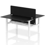 Air Back-to-Back 1600 x 800mm Height Adjustable 2 Person Bench Desk Black Top with Cable Ports White Frame with Black Straight Screen HA02957