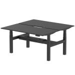 Air Back-to-Back Black Series 1600 x 800mm Height Adjustable 2 Person Bench Desk Black Top with Scalloped Edge Black Frame HA02958