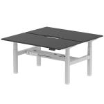 Air Back-to-Back Black Series 1600 x 800mm Height Adjustable 2 Person Bench Desk Black Top with Scalloped Edge Silver Frame HA02960