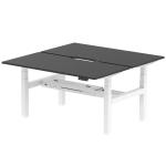 Air Back-to-Back Black Series 1600 x 800mm Height Adjustable 2 Person Bench Desk Black Top with Scalloped Edge White Frame HA02962