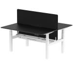 Air Back-to-Back Black Series 1600 x 800mm Height Adjustable 2 Person Bench Desk Black Top with Scalloped Edge White Frame with Charcoal Straight Scre HA02963