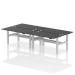 Air Back-to-Back 1600 x 800mm Height Adjustable 4 Person Bench Desk Black Top with Cable Ports Silver Frame HA02966
