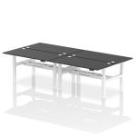 Air Back-to-Back 1600 x 800mm Height Adjustable 4 Person Bench Desk Black Top with Cable Ports White Frame HA02968