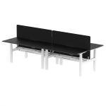 Air Back-to-Back Black Series 1600 x 800mm Height Adjustable 4 Person Bench Desk Black Top with Scalloped Edge White Frame with Charcoal Straight Scre HA02975