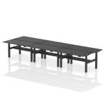Air Back-to-Back 1600 x 800mm Height Adjustable 6 Person Bench Desk Black Top with Cable Ports Black Frame HA02976