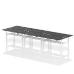 Air Back-to-Back 1600 x 800mm Height Adjustable 6 Person Bench Desk Black Top with Cable Ports White Frame HA02980