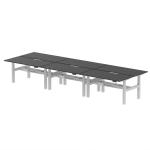 Air Back-to-Back Black Series 1600 x 800mm Height Adjustable 6 Person Bench Desk Black Top with Scalloped Edge Silver Frame HA02984