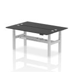 Air Back-to-Back 1800 x 600mm Height Adjustable 2 Person Bench Desk Black Top with Cable Ports Silver Frame HA02990