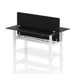 Air Back-to-Back 1800 x 600mm Height Adjustable 2 Person Office Bench Desk Black Top with Cable Ports White Frame with Black Straight Screen HA02993