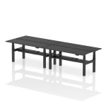 Air Back-to-Back 1800 x 600mm Height Adjustable 4 Person Bench Desk Black Top with Cable Ports Black Frame HA02994