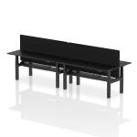 Air Back-to-Back 1800 x 600mm Height Adjustable 4 Person Bench Desk Black Top with Cable Ports Black Frame with Black Straight Screen HA02995