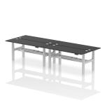 Air Back-to-Back 1800 x 600mm Height Adjustable 4 Person Bench Desk Black Top with Cable Ports Silver Frame HA02996