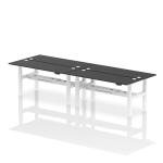 Air Back-to-Back 1800 x 600mm Height Adjustable 4 Person Bench Desk Black Top with Cable Ports White Frame HA02998