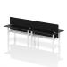 Air Back-to-Back 1800 x 600mm Height Adjustable 4 Person Bench Desk Black Top with Cable Ports White Frame with Black Straight Screen HA02999