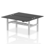 Air Back-to-Back 1800 x 800mm Height Adjustable 2 Person Bench Desk Black Top with Cable Ports Silver Frame HA03008
