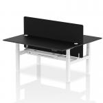 Air Back-to-Back 1800 x 800mm Height Adjustable 2 Person Office Bench Desk Black Top with Cable Ports White Frame with Black Straight Screen HA03011