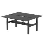 Air Back-to-Back Black Series 1800 x 800mm Height Adjustable 2 Person Bench Desk Black Top with Scalloped Edge Black Frame HA03012