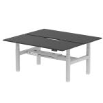Air Back-to-Back Black Series 1800 x 800mm Height Adjustable 2 Person Bench Desk Black Top with Scalloped Edge Silver Frame HA03014