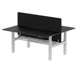 Air Back-to-Back Black Series 1800 x 800mm Height Adjustable 2 Person Bench Desk Black Top with Scalloped Edge Silver Frame with Charcoal Straight Scr HA03015