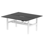Air Back-to-Back Black Series 1800 x 800mm Height Adjustable 2 Person Bench Desk Black Top with Scalloped Edge White Frame HA03016