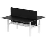 Air Back-to-Back Black Series 1800 x 800mm Height Adjustable 2 Person Bench Desk Black Top with Scalloped Edge White Frame with Charcoal Straight Scre HA03017