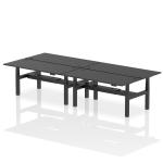 Air Back-to-Back 1800 x 800mm Height Adjustable 4 Person Bench Desk Black Top with Cable Ports Black Frame HA03018