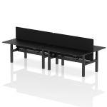 Air Back-to-Back 1800 x 800mm Height Adjustable 4 Person Bench Desk Black Top with Cable Ports Black Frame with Black Straight Screen HA03019