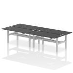 Air Back-to-Back 1800 x 800mm Height Adjustable 4 Person Bench Desk Black Top with Cable Ports Silver Frame HA03020