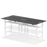Air Back-to-Back 1800 x 800mm Height Adjustable 4 Person Bench Desk Black Top with Cable Ports White Frame HA03022