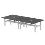 Air Back-to-Back Black Series 1800 x 800mm Height Adjustable 4 Person Bench Desk Black Top with Scalloped Edge Silver Frame HA03026