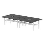 Air Back-to-Back Black Series 1800 x 800mm Height Adjustable 4 Person Bench Desk Black Top with Scalloped Edge White Frame HA03028