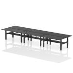 Air Back-to-Back 1800 x 800mm Height Adjustable 6 Person Bench Desk Black Top with Cable Ports Black Frame HA03030