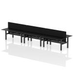 Air Back-to-Back 1800 x 800mm Height Adjustable 6 Person Bench Desk Black Top with Cable Ports Black Frame with Black Straight Screen HA03031