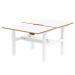 Air Back-to-Back Oslo 1200 x 800mm Height Adjustable B2B 2 Person Bench Desk White Top Natural Wood Edge White Frame HA03042