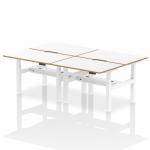 Air Back-to-Back Oslo 1200 x 800mm Height Adjustable B2B 4 Person Office Bench Desk White Top Natural Wood Edge White Frame HA03043