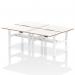 Air Back-to-Back Oslo 1200 x 800mm Height Adjustable B2B 4 Person Office Bench Desk White Top Natural Wood Edge White Frame HA03043