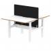 Air Back-to-Back Oslo 1200 x 800mm Height Adjustable B2B 2 Person Office Bench Desk White Top Natural Wood Edge White Frame with Black Straight Screen HA03045