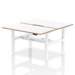 Air Back-to-Back Oslo 1400 x 800mm Height Adjustable B2B 2 Person Bench Desk White Top Natural Wood Edge White Frame HA03048