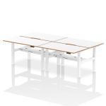 Air Back-to-Back Oslo 1400 x 800mm Height Adjustable B2B 4 Person Bench Desk White Top Natural Wood Edge White Frame HA03049