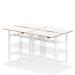 Air Back-to-Back Oslo 1400 x 800mm Height Adjustable B2B 4 Person Bench Desk White Top Natural Wood Edge White Frame HA03049