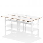 Air Back-to-Back Oslo 1400 x 800mm Height Adjustable B2B 4 Person Office Bench Desk White Top Natural Wood Edge White Frame HA03049