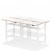 Air Back-to-Back Oslo 1400 x 800mm Height Adjustable B2B 4 Person Office Bench Desk White Top Natural Wood Edge White Frame HA03049