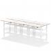 Air Back-to-Back Oslo 1400 x 800mm Height Adjustable B2B 6 Person Office Bench Desk White Top Natural Wood Edge White Frame HA03050