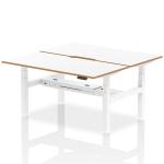 Air Back-to-Back Oslo 1600 x 800mm Height Adjustable B2B 2 Person Bench Desk White Top Natural Wood Edge White Frame HA03054