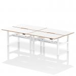 Air Back-to-Back Oslo 1600 x 800mm Height Adjustable B2B 4 Person Office Bench Desk White Top Natural Wood Edge White Frame HA03055